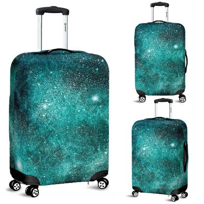Teal Stardust Galaxy Space Print Luggage Cover GearFrost