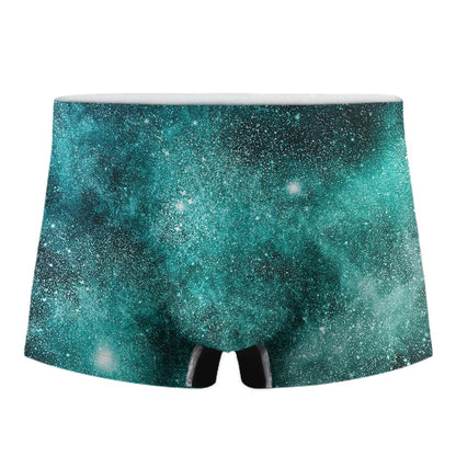 Teal Stardust Galaxy Space Print Men's Boxer Briefs