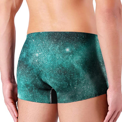Teal Stardust Galaxy Space Print Men's Boxer Briefs