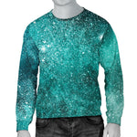 Teal Stardust Galaxy Space Print Men's Crewneck Sweatshirt GearFrost