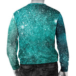 Teal Stardust Galaxy Space Print Men's Crewneck Sweatshirt GearFrost