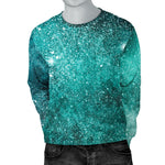 Teal Stardust Galaxy Space Print Men's Crewneck Sweatshirt GearFrost
