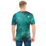 Teal Stardust Galaxy Space Print Men's T-Shirt