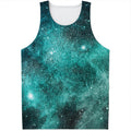 Teal Stardust Galaxy Space Print Men's Tank Top