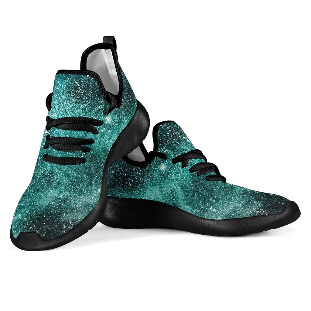 Teal Stardust Galaxy Space Print Mesh Knit Shoes GearFrost