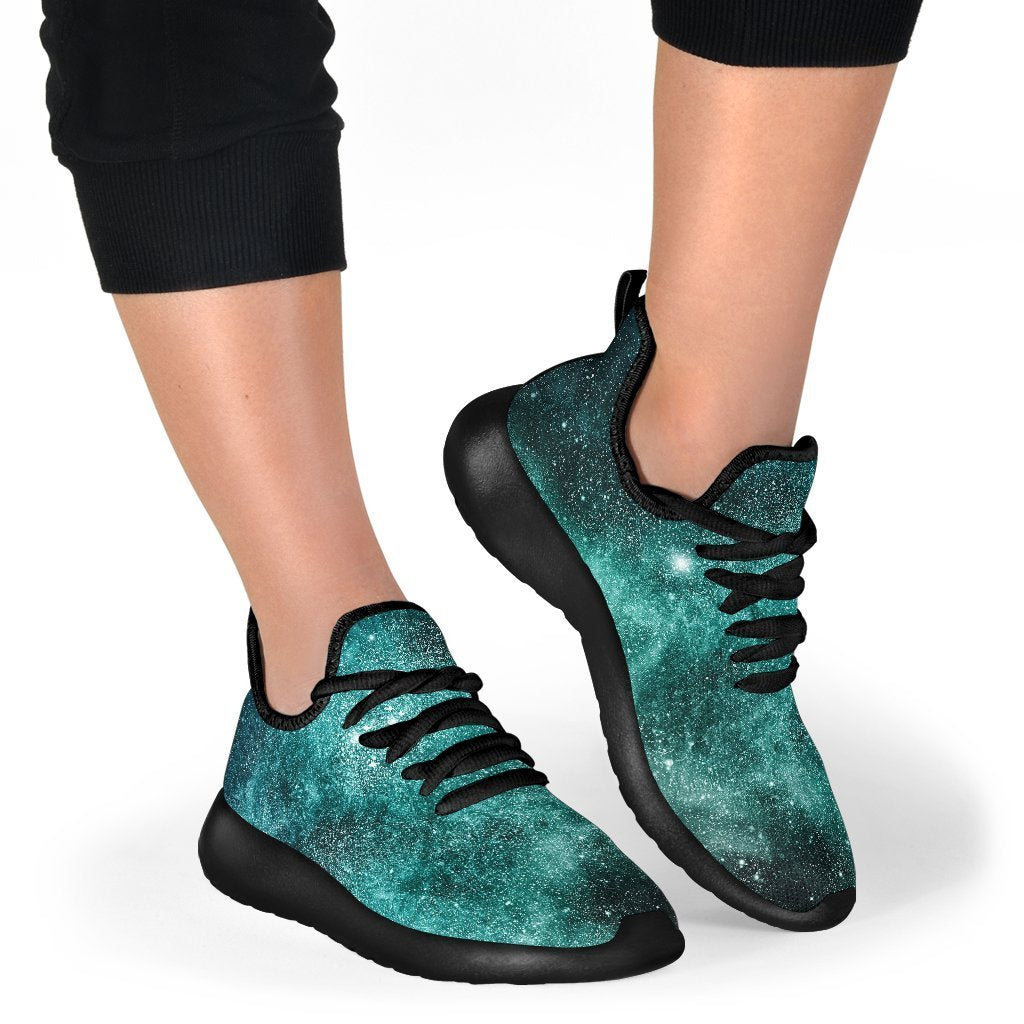 Teal Stardust Galaxy Space Print Mesh Knit Shoes GearFrost