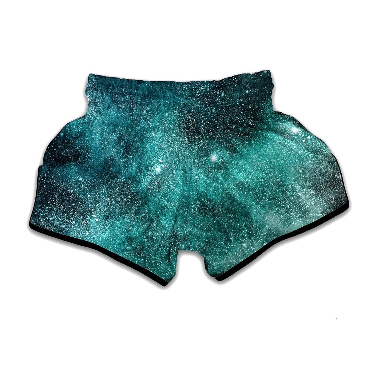 Teal Stardust Galaxy Space Print Muay Thai Boxing Shorts