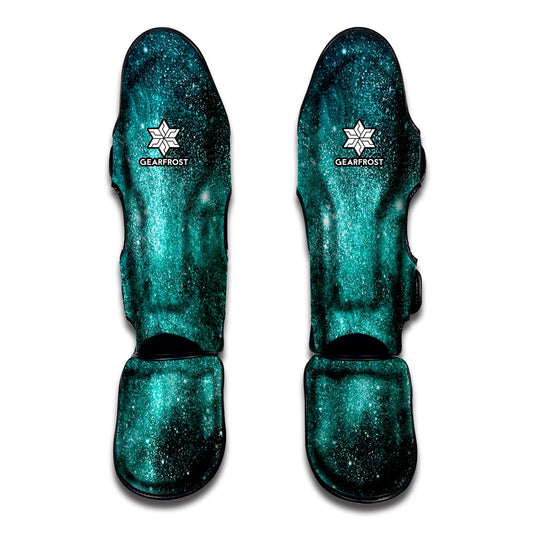 Teal Stardust Galaxy Space Print Muay Thai Shin Guard