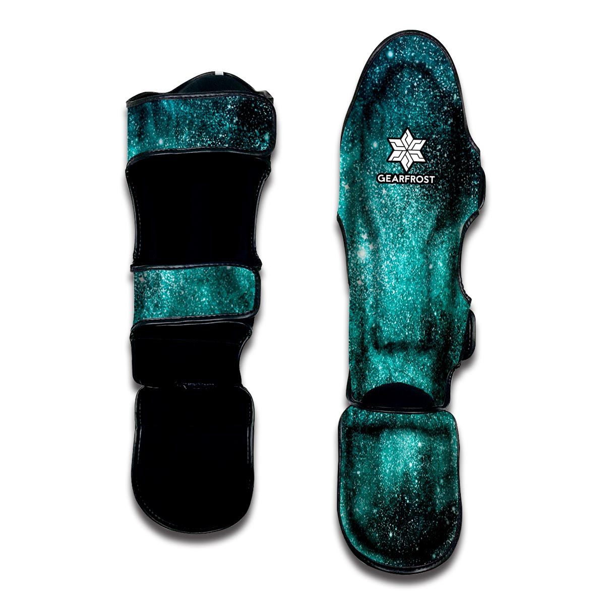 Teal Stardust Galaxy Space Print Muay Thai Shin Guard
