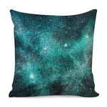 Teal Stardust Galaxy Space Print Pillow Cover
