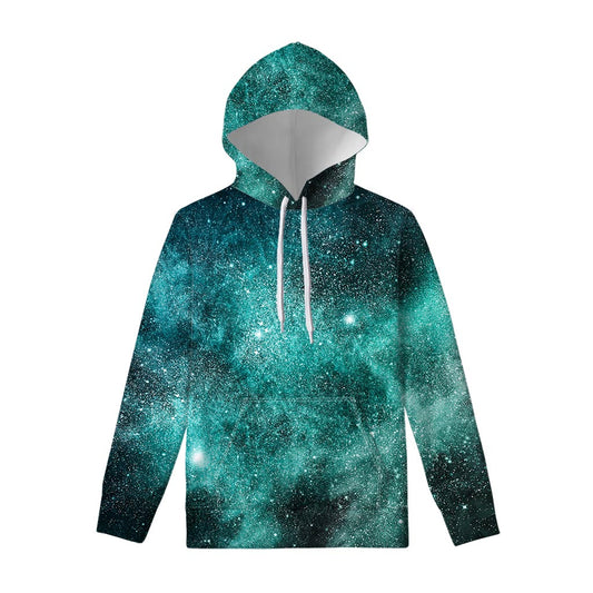 Teal Stardust Galaxy Space Print Pullover Hoodie