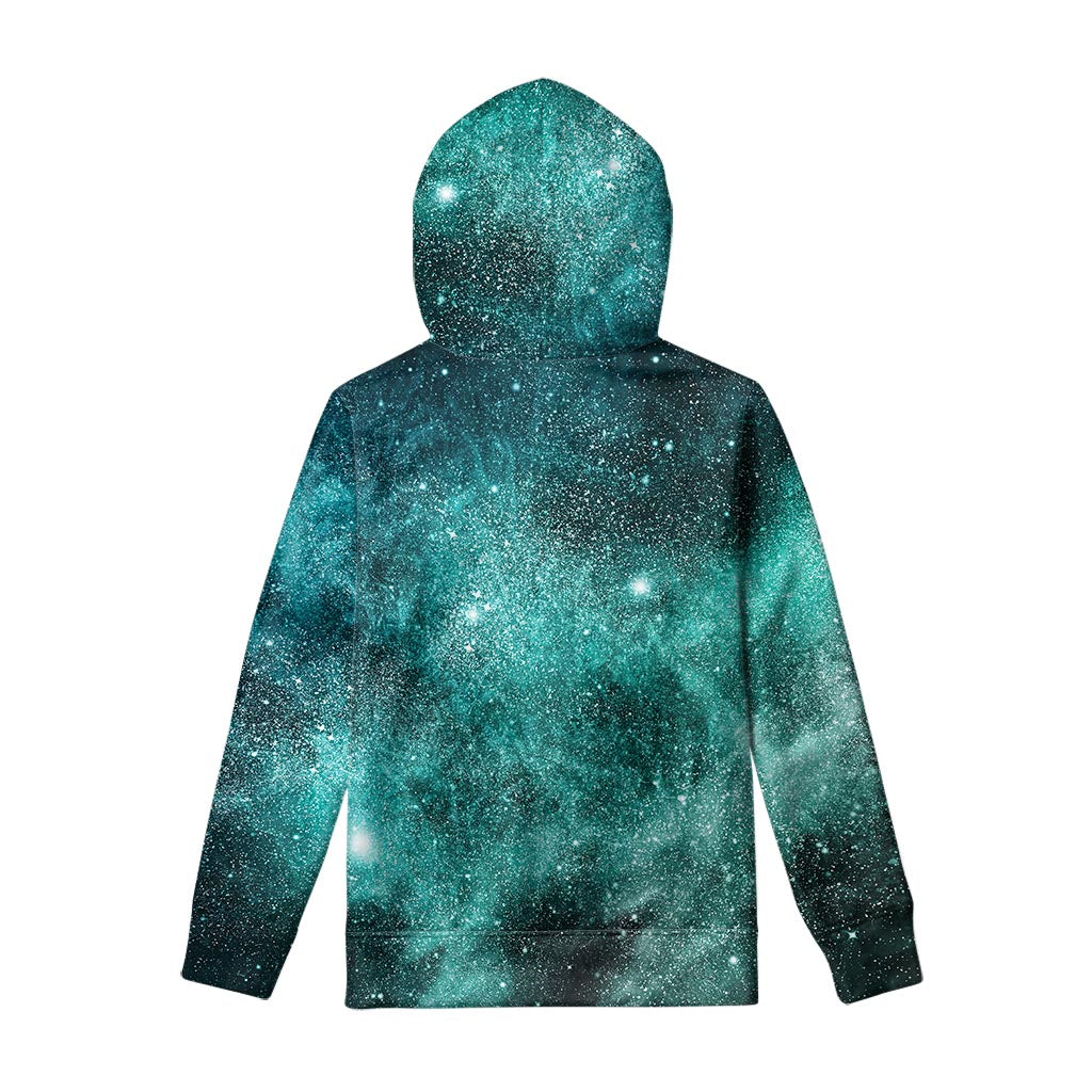 Teal Stardust Galaxy Space Print Pullover Hoodie