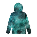 Teal Stardust Galaxy Space Print Pullover Hoodie