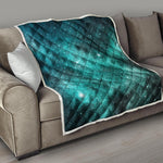 Teal Stardust Galaxy Space Print Quilt