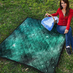 Teal Stardust Galaxy Space Print Quilt