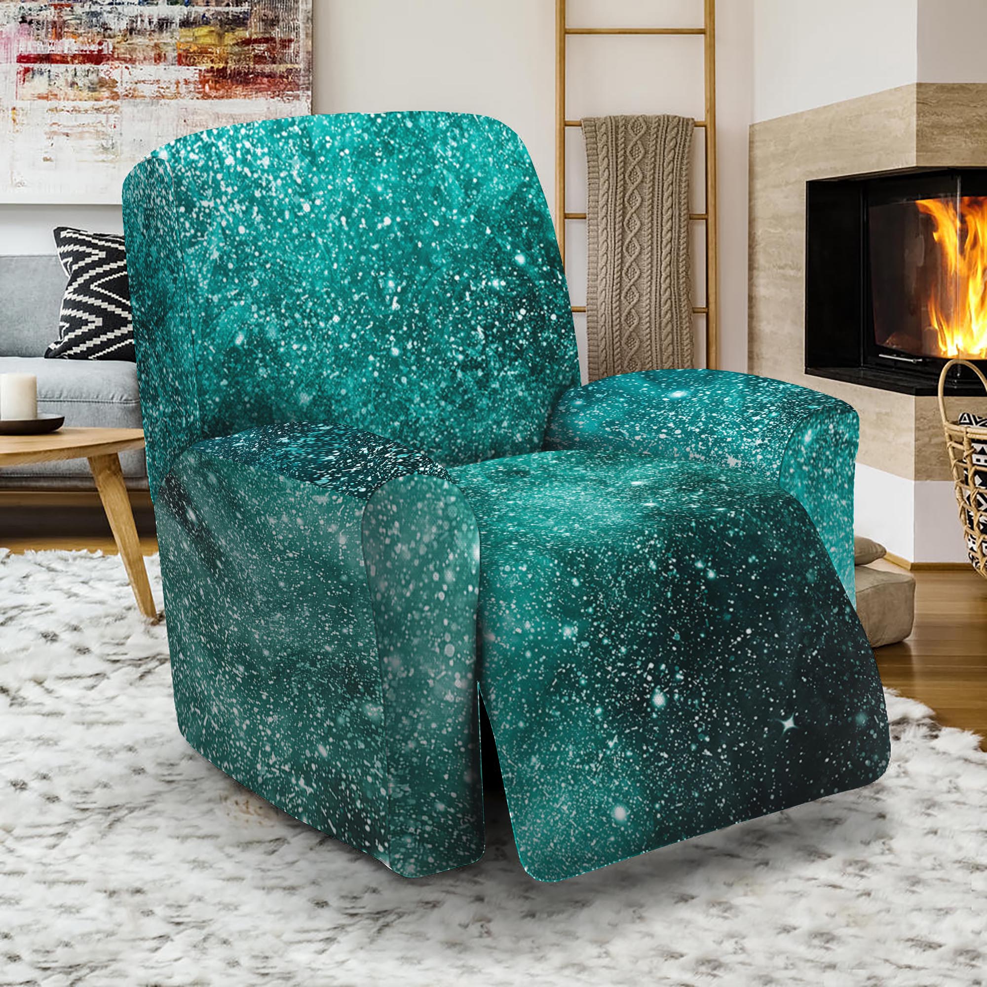 Teal Stardust Galaxy Space Print Recliner Slipcover