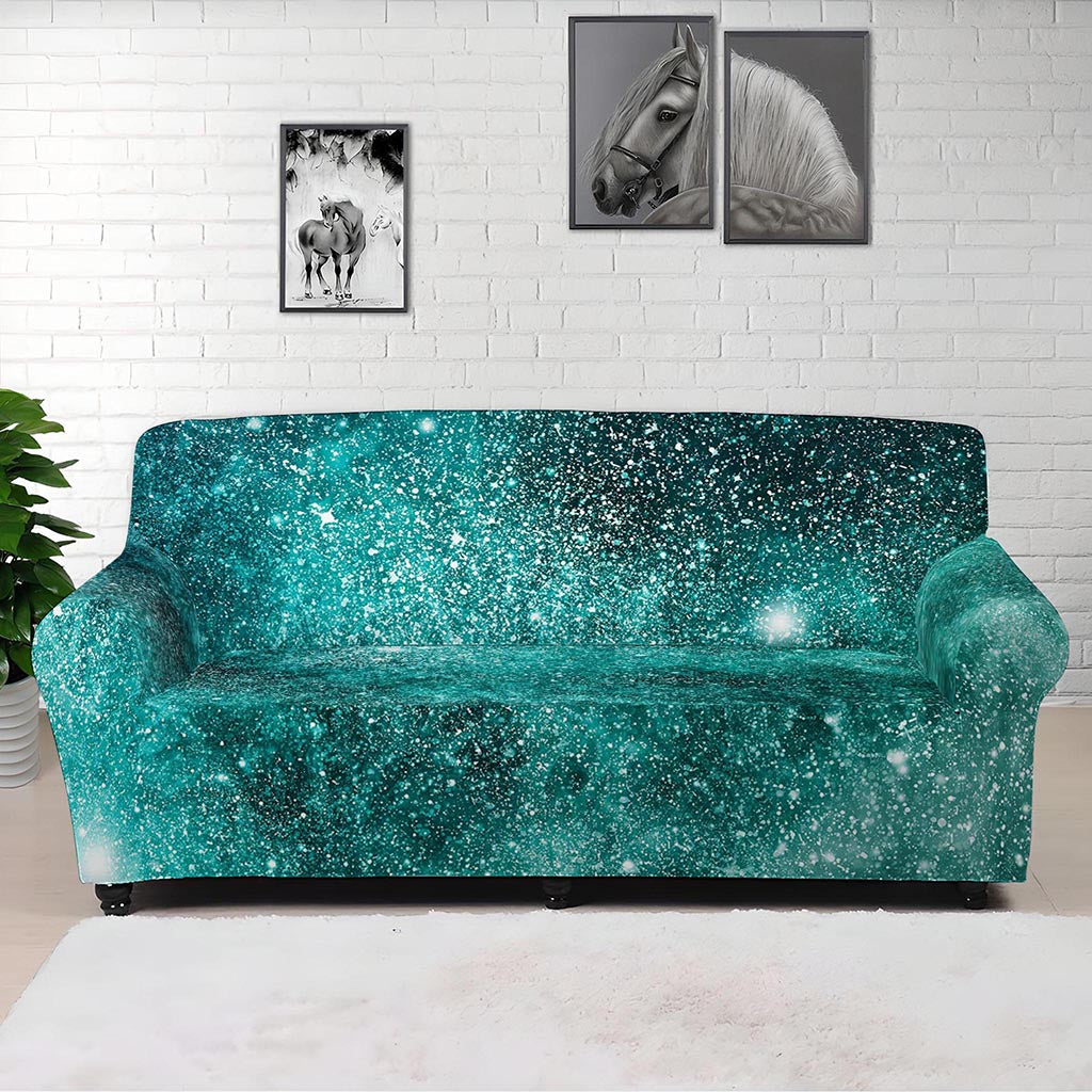 Teal Stardust Galaxy Space Print Sofa Cover