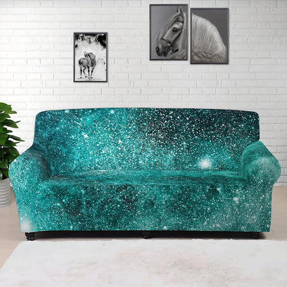 Teal Stardust Galaxy Space Print Sofa Cover