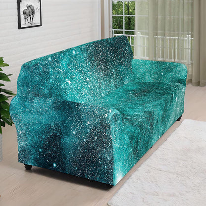Teal Stardust Galaxy Space Print Sofa Cover
