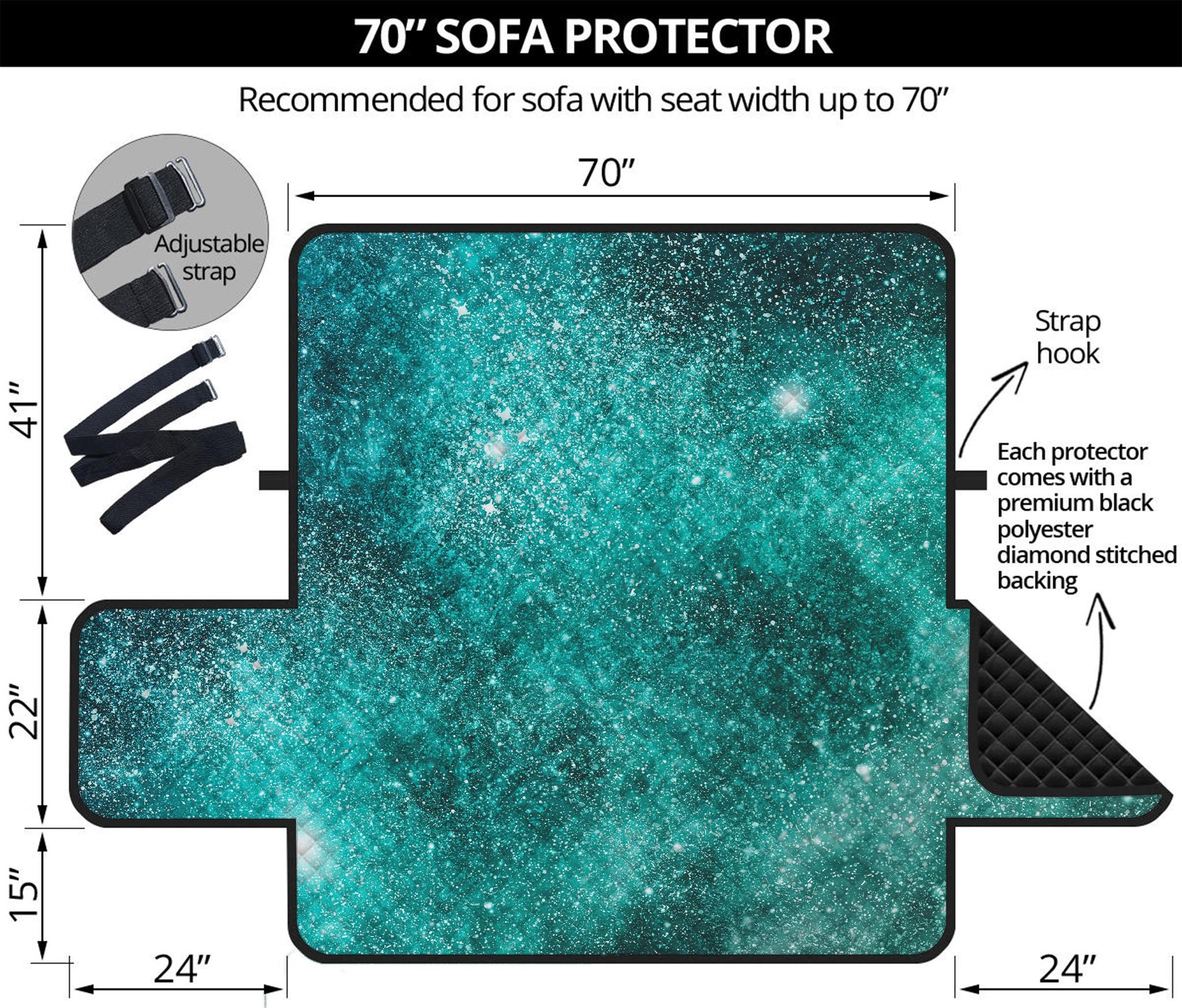 Teal Stardust Galaxy Space Print Sofa Protector