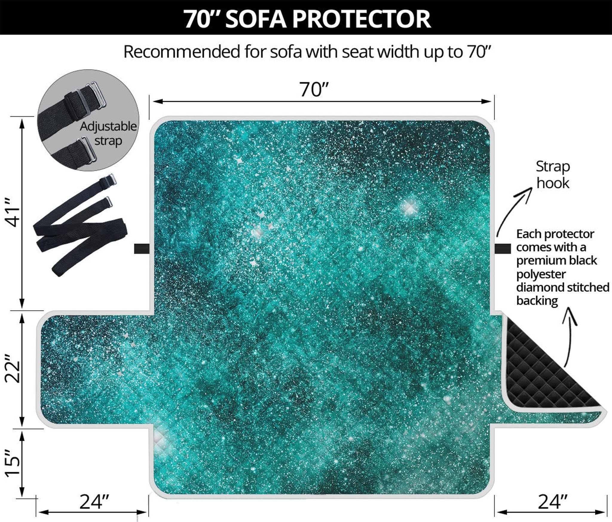 Teal Stardust Galaxy Space Print Sofa Protector