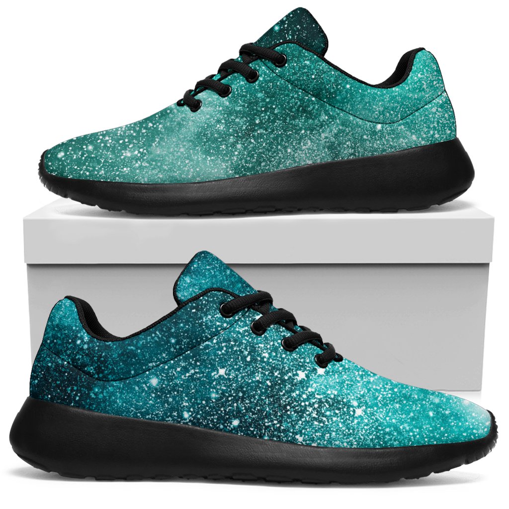 Teal Stardust Galaxy Space Print Sport Shoes GearFrost