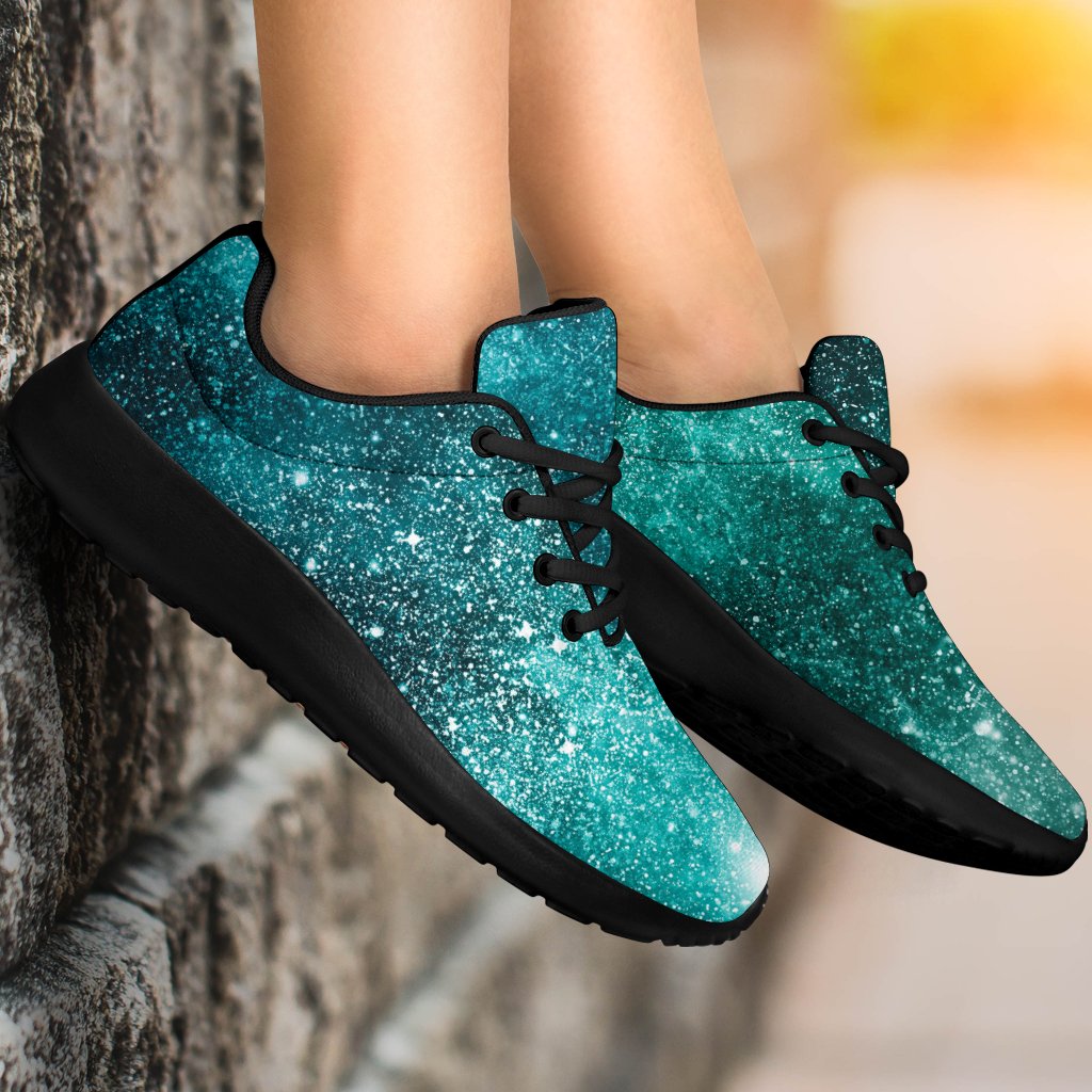 Teal Stardust Galaxy Space Print Sport Shoes GearFrost