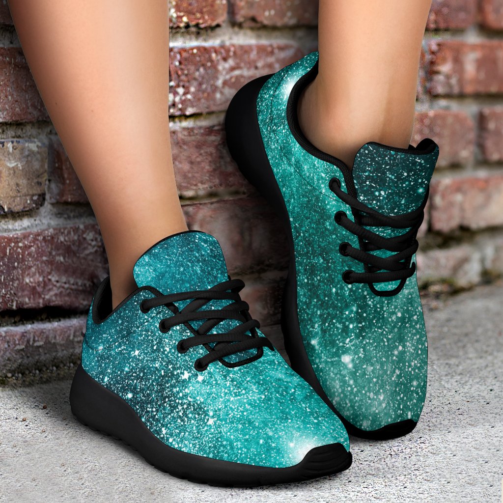 Teal Stardust Galaxy Space Print Sport Shoes GearFrost