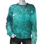 Teal Stardust Galaxy Space Print Women's Crewneck Sweatshirt GearFrost