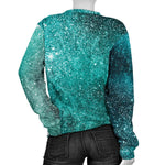 Teal Stardust Galaxy Space Print Women's Crewneck Sweatshirt GearFrost