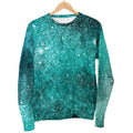 Teal Stardust Galaxy Space Print Women's Crewneck Sweatshirt