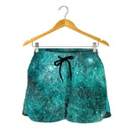 Teal Stardust Galaxy Space Print Women's Shorts