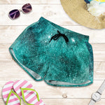 Teal Stardust Galaxy Space Print Women's Shorts