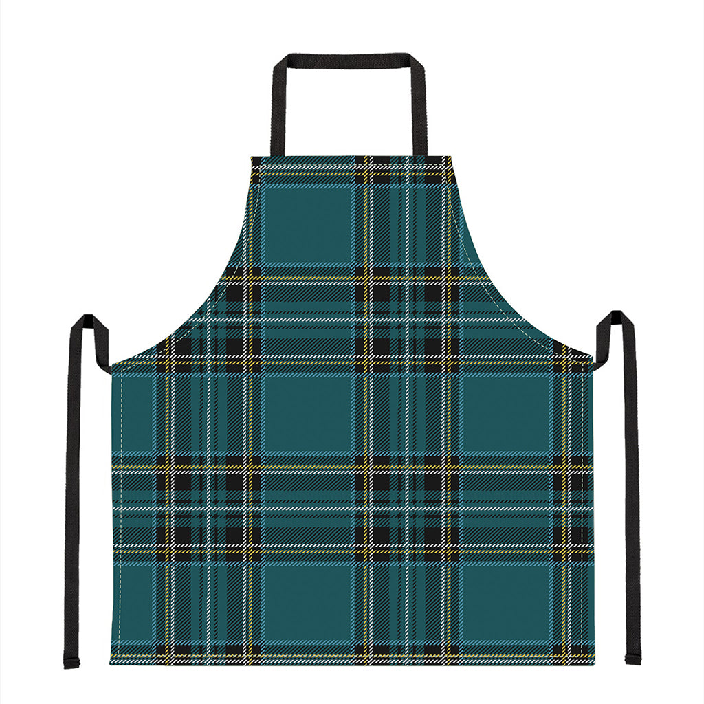 Teal Stewart Tartan Pattern Print Apron