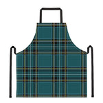 Teal Stewart Tartan Pattern Print Apron