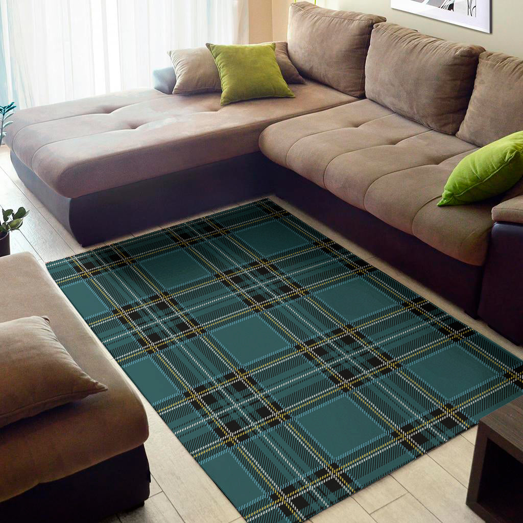 Teal Stewart Tartan Pattern Print Area Rug