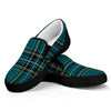 Teal Stewart Tartan Pattern Print Black Slip On Shoes