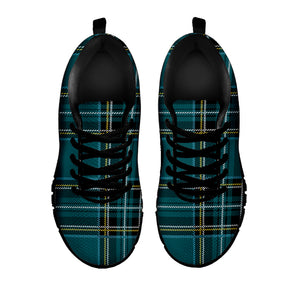 Teal Stewart Tartan Pattern Print Black Sneakers