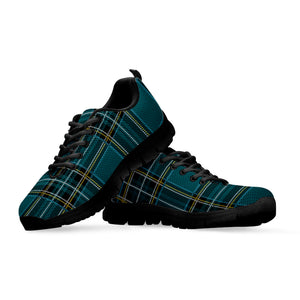 Teal Stewart Tartan Pattern Print Black Sneakers