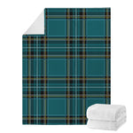 Teal Stewart Tartan Pattern Print Blanket