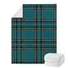 Teal Stewart Tartan Pattern Print Blanket