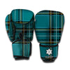 Teal Stewart Tartan Pattern Print Boxing Gloves