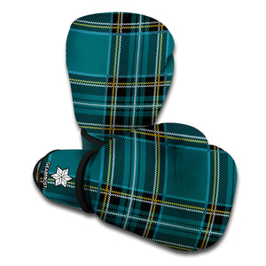 Teal Stewart Tartan Pattern Print Boxing Gloves