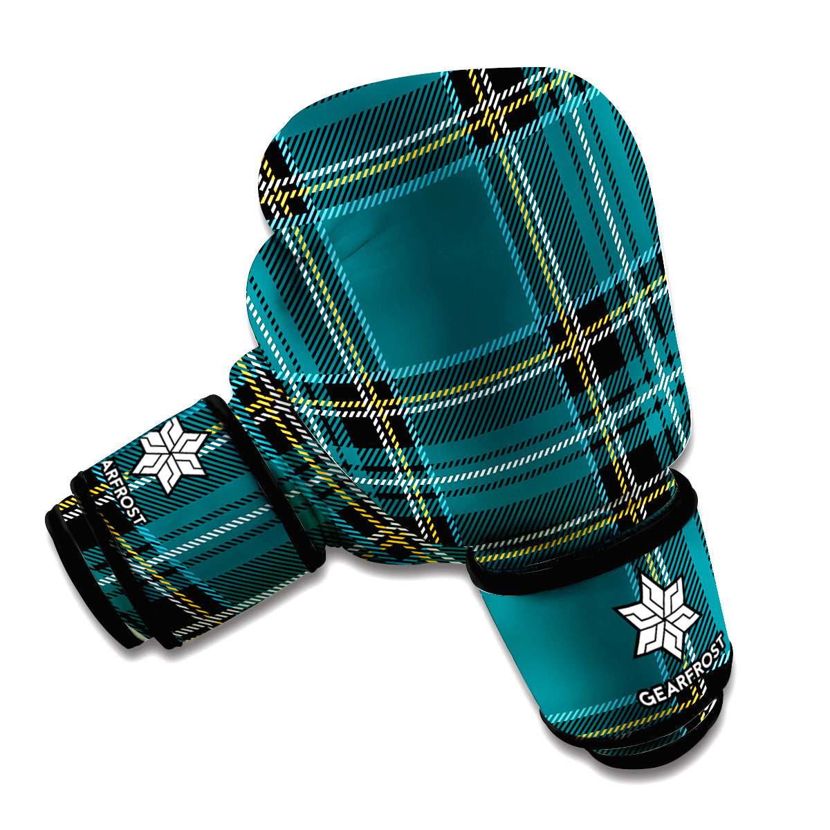 Teal Stewart Tartan Pattern Print Boxing Gloves