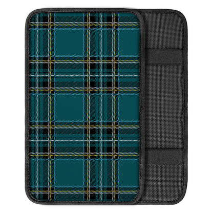 Teal Stewart Tartan Pattern Print Car Center Console Cover