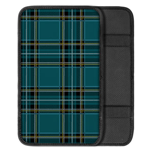 Teal Stewart Tartan Pattern Print Car Center Console Cover