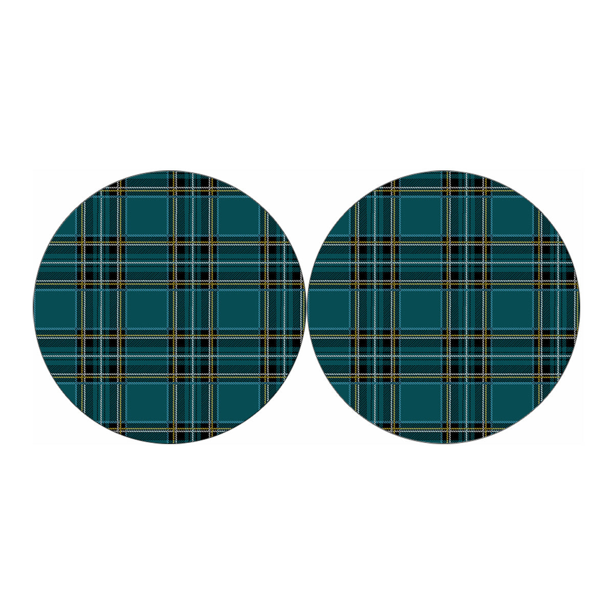 Teal Stewart Tartan Pattern Print Car Coasters