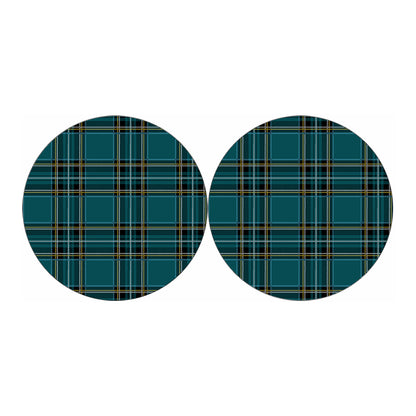 Teal Stewart Tartan Pattern Print Car Coasters