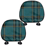 Teal Stewart Tartan Pattern Print Car Headrest Covers