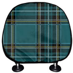 Teal Stewart Tartan Pattern Print Car Headrest Covers